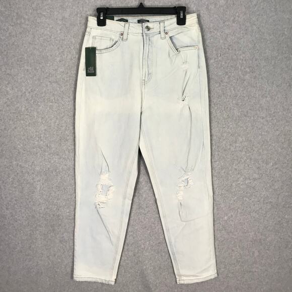 Wild Fable Jeans Women Size 8 Mom Distressed Holes Worn Faded Skater Bleached - Picture 1 of 12